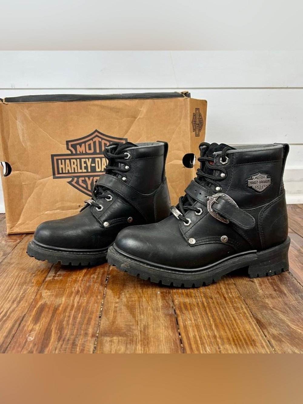 Vintage 90s/y2k Harley Davidson black leather boots